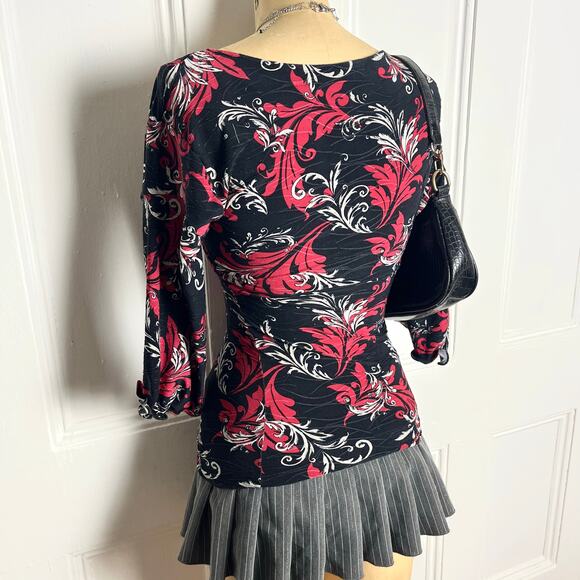 Black Croft & Barrow Altered Fairy Grunge Shirt Red/White 90s Pattern Size S - Picture 7 of 8